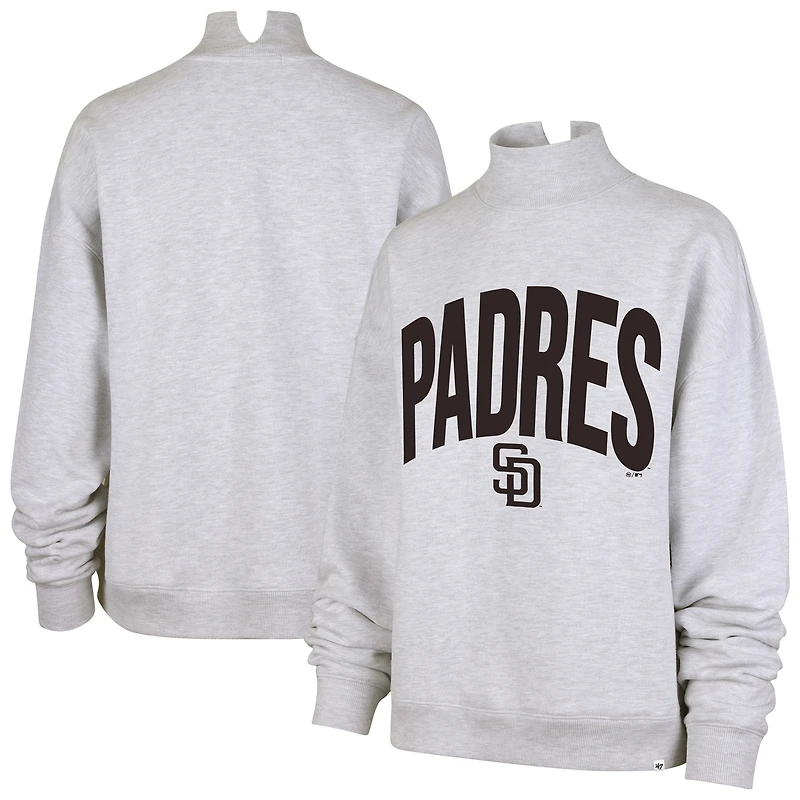 Sweat-shirt à col montant Subtle Muse pour femme, gris chiné, San Diego Padres, modèle 47