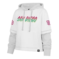 Sweat à capuche court City Connect blanc 47 pour femme, San Diego Padres