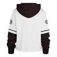 Women's '47 White San Diego Padres Trifecta Shortstop Cropped Pullover Hoodie