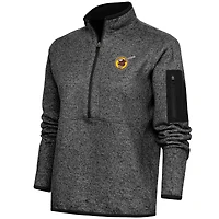 Women's Antigua  Heather Black San Diego Padres Cooperstown Logo Fortune Quarter-Zip Pullover Jacket