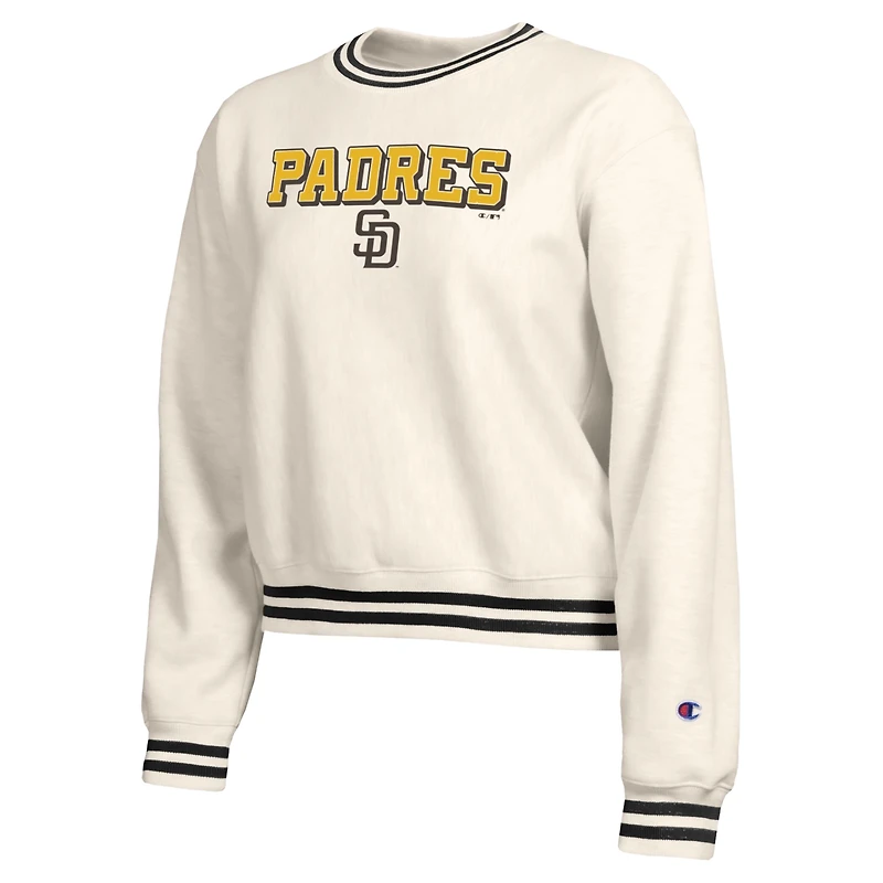 Sweat-shirt Champion crème pour femme, motif Padres de San Diego, à tissage inversé