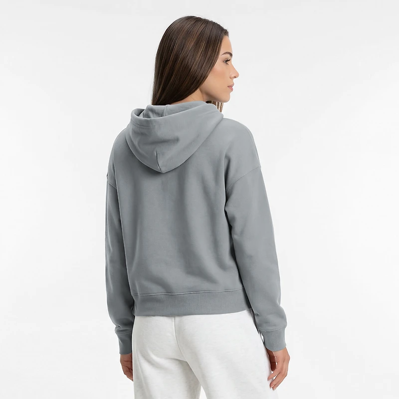 Women's Champion Heather Gray San Diego Padres Distressed Powerblend Hoodie