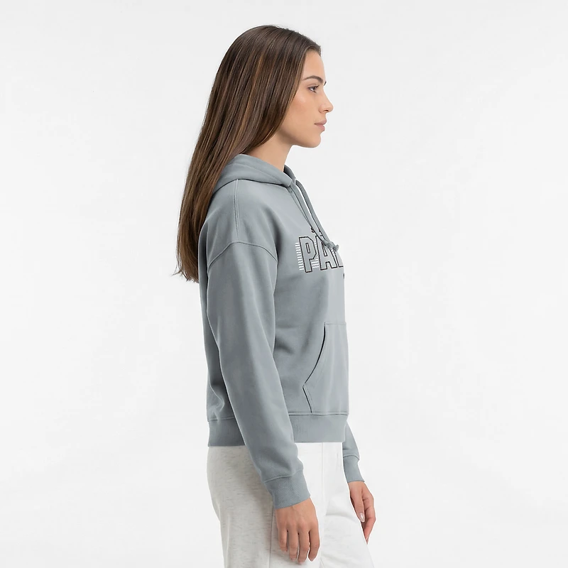 Women's Champion Heather Gray San Diego Padres Distressed Powerblend Hoodie