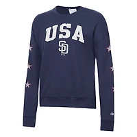 Women's Champion  Navy San Diego Padres Americana Fleece Crewneck Sweatshirt