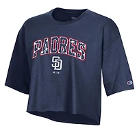 Women's Champion  Navy San Diego Padres Boyfriend Cropped Americana T-Shirt