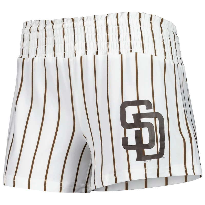 Concepts Sport - Short de nuit blanc à fines rayures San Diego Padres Reel pour femme