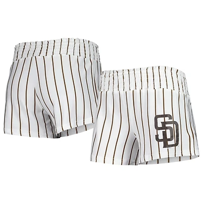Concepts Sport - Short de nuit blanc à fines rayures San Diego Padres Reel pour femme