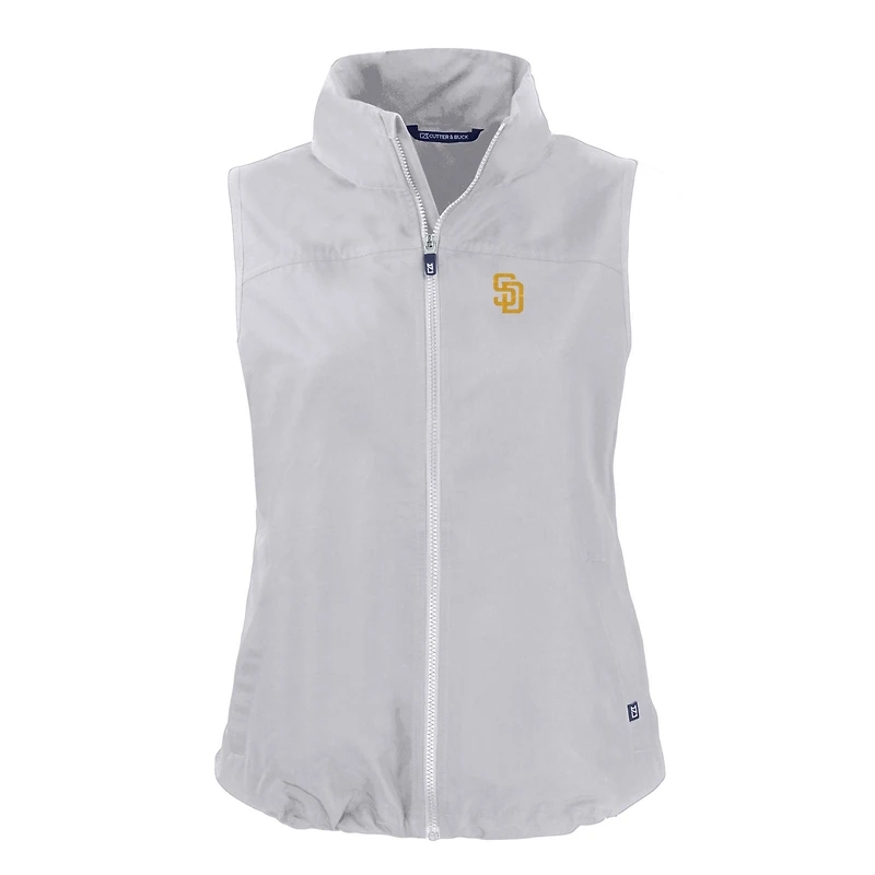 Women's Cutter & Buck Gray San Diego Padres Charter Eco Recycled Full-Zip Vest