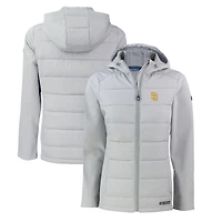 Women's Cutter & Buck  Gray San Diego Padres Evoke Hybrid Eco Softshell Recycled Full-Zip Hoodie Jacket