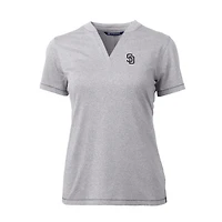 Women's Cutter & Buck Heather Gray San Diego Padres DryTec Forge Stretch V-Neck Blade Top