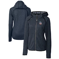 Women's Cutter & Buck Heather Navy San Diego Padres Americana Logo Mainsail Sweater-Knit Full-Zip Hoodie