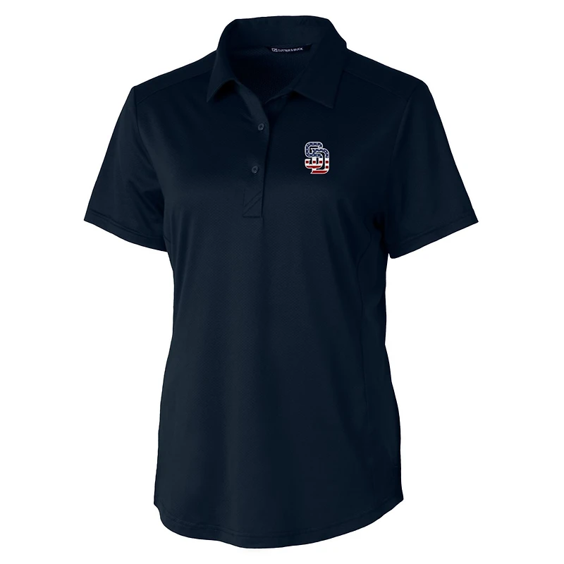 Women's Cutter & Buck Navy San Diego Padres Americana Logo Prospect DryTec Textured Stretch Polo