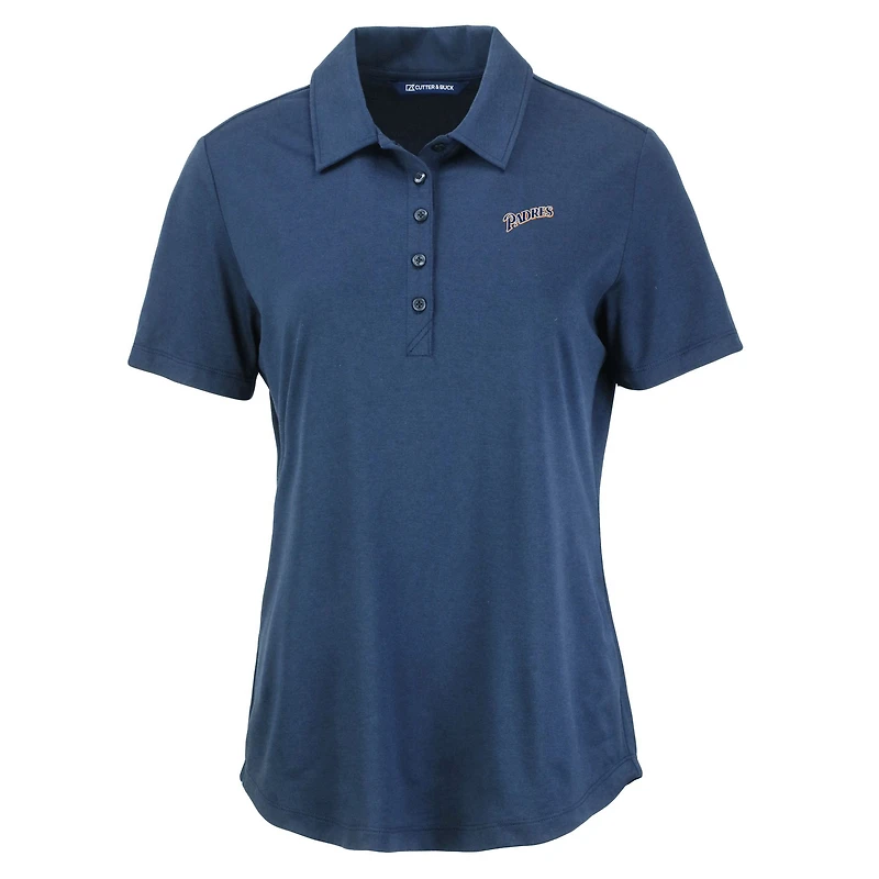 Women's Cutter & Buck Navy San Diego Padres Cooperstown Collection Coastline Epic Comfort Eco Recycled Polo