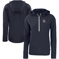Women's Cutter & Buck  Navy San Diego Padres Daybreak Eco Recycled Half-Zip Hoodie
