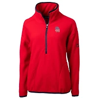 Veste en polaire demi-zippée écologique Cascade Sherpa pour femme, Cutter & Buck, rouge, avec logo Americana des Padres de San Diego