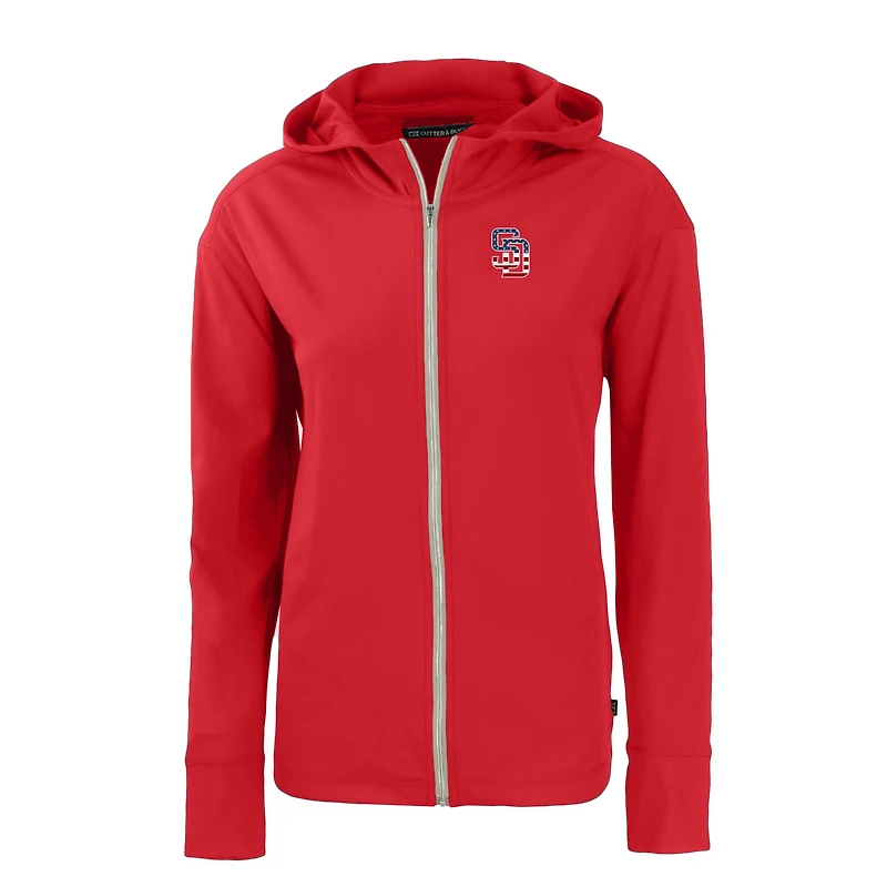 Women's Cutter & Buck  Red San Diego Padres Daybreak Eco Recycled Full-Zip Hoodie
