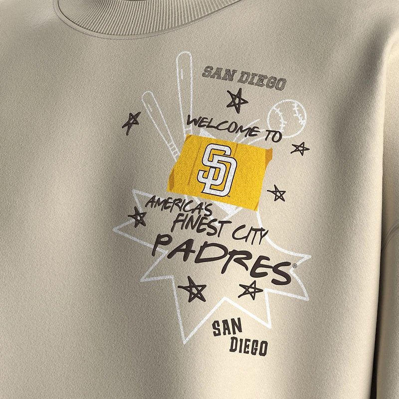 Sweat-shirt polaire beige à motif graffiti des Padres de San Diego (Fanatics) pour femme