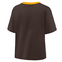 T-shirt surdimensionné à col en V pour femme Fanatics marron/graphite des Padres de San Diego