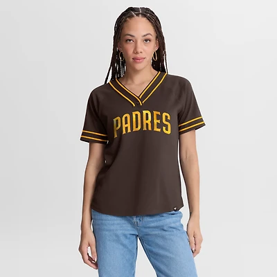T-shirt raglan à col en V Fanatics marron San Diego Padres Diva Race Ahead pour femme