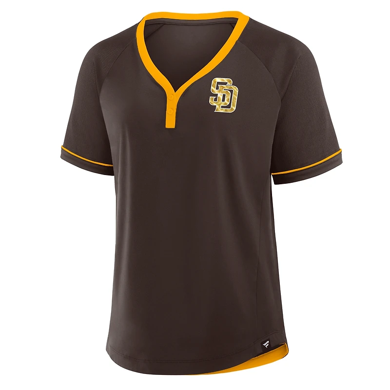 T-shirt col en V raglan Diva Star de la ligue des Padres San Diego pour femmes Fanatics Brown