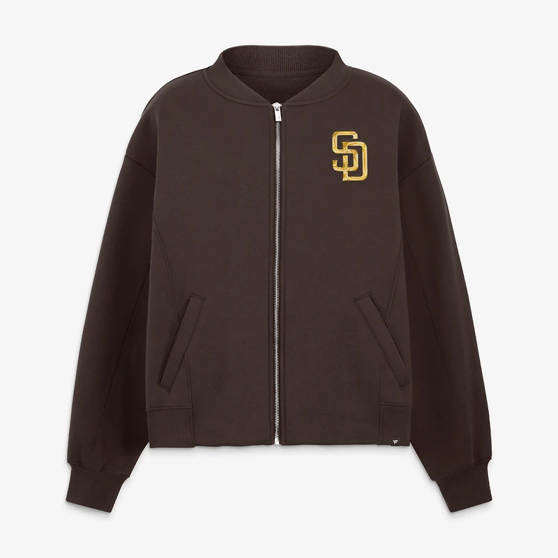 Veste zippée surdimensionnée marron San Diego Padres pour femme de Fanatics