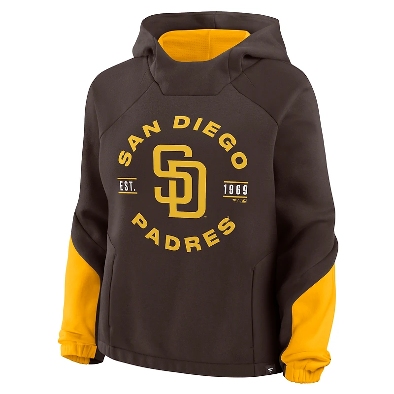 Women's Fanatics Brown San Diego Padres Oversized Time to Win Pullover Hoodie