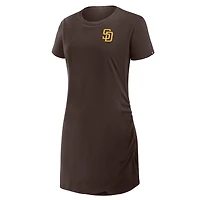 Robe t-shirt drapée froncée marron Fanatics pour femme des Padres de San Diego