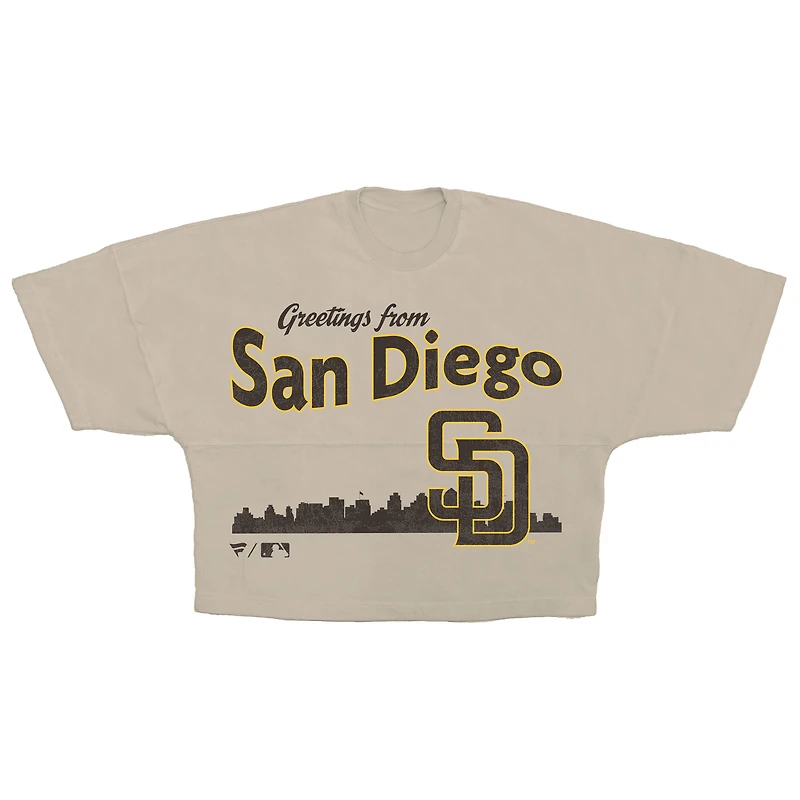 T-shirt court Fanatics crème pour femme, motif Skyline des Padres de San Diego