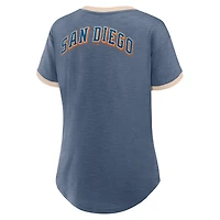 Women's Fanatics Navy San Diego Padres Binge Worthy Stadium Slub V-Neck T-Shirt