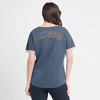 Women's Fanatics Navy San Diego Padres Binge Worthy Stadium Slub V-Neck T-Shirt