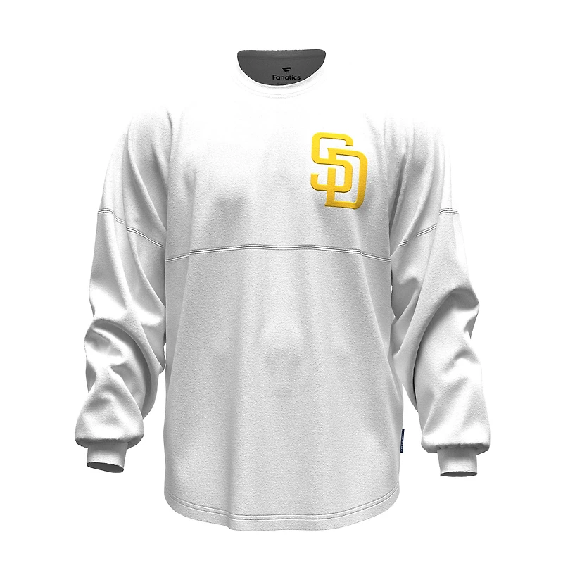 T-shirt à manches longues Fanatics blanc San Diego Padres Baseball Stitch Spirit Jersey pour femmes