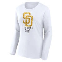 T-shirt léger à manches longues et coupe ajustée pour femme Fanatics White San Diego Padres