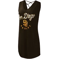 Women's G-III 4Her by Carl Banks Brown San Diego Padres Game Time Slub Beach V-Neck - Cover-Up Dress
