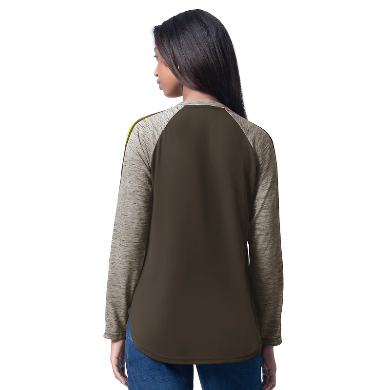Women's G-III 4Her by Carl Banks Brown San Diego Padres Top Dog Raglan Long Sleeve V-Neck T-Shirt