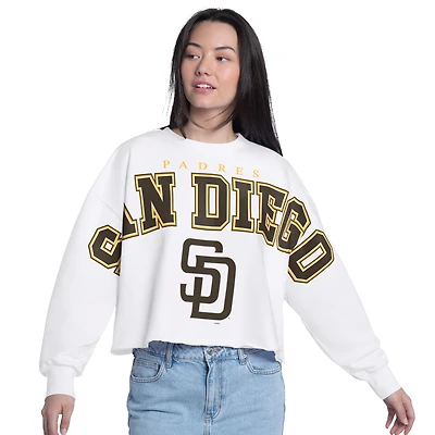 Sweat-shirt court G-III 4Her pour femme par Carl Banks, blanc, San Diego Padres Bleachers