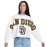 Sweat-shirt court G-III 4Her pour femme par Carl Banks, blanc, San Diego Padres Bleachers