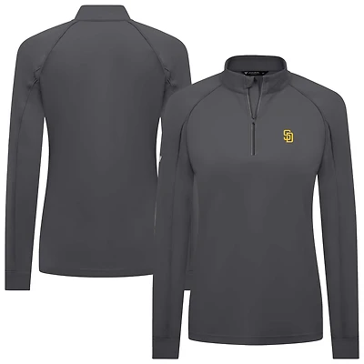 Women's Levelwear Charcoal San Diego Padres Kinetic Insignia 2.0 Raglan Quarter-Zip Top