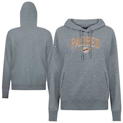 Women's Levelwear Gray San Diego Padres  Adorn Throwback Spellout Pullover Hoodie