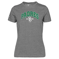 T-shirt à carreaux Maddox gris pour femme des Padres de San Diego la Saint-Patrick