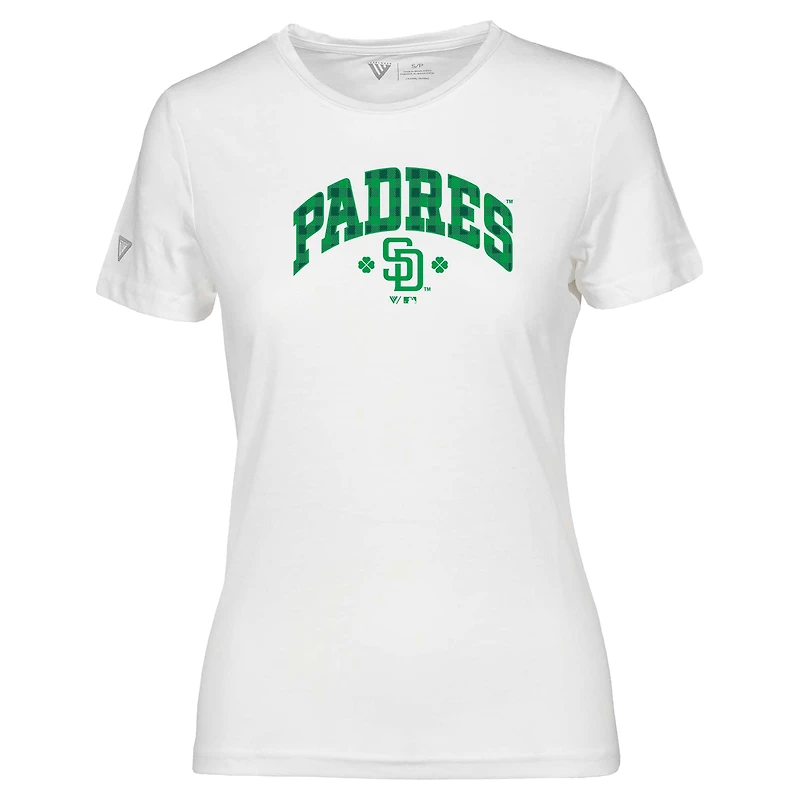 Women's Levelwear White San Diego Padres St. Patrick's Day Maddox Plaid T-Shirt