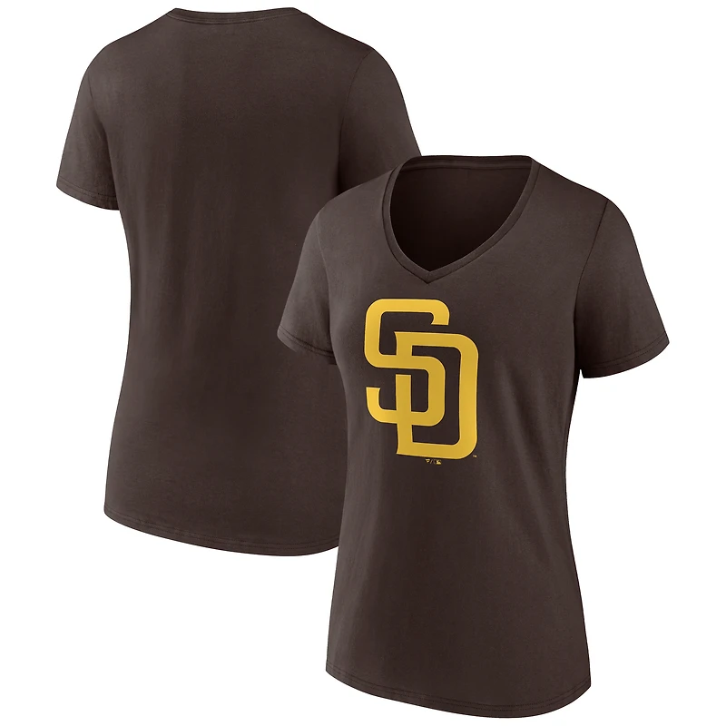 Women's Logo Athletic  Brown San Diego Padres Official V-Neck T-Shirt