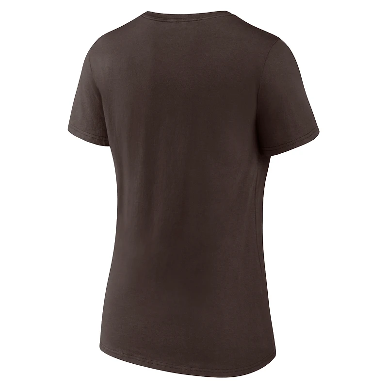 Women's Logo Athletic  Brown San Diego Padres Official V-Neck T-Shirt