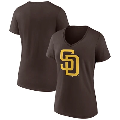 Women's Logo Athletic  Brown San Diego Padres Official V-Neck T-Shirt