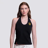 Women's Lusso Black San Diego Padres Noelle V-Neck Tank Top