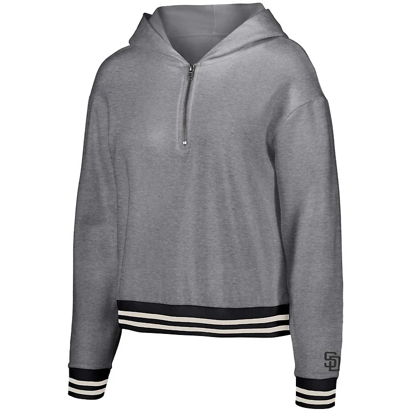 Sweat à capuche gris Lusso San Diego Padres Magnolia trois quarts zippé pour femme