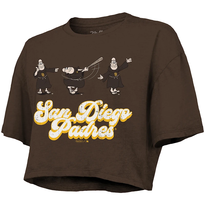 T-shirt court boxy marron Majestic Threads pour femme, motif San Diego Padres