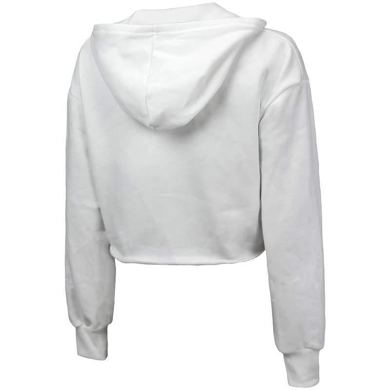 Sweat A capuche court blanc pour femme Majestic Threads « Have Field Day » en mélange de trois couleurs