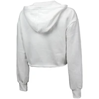 Sweat A capuche court blanc pour femme Majestic Threads « Have Field Day » en mélange de trois couleurs