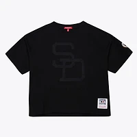 T-shirt court noir pour femme Mitchell & Ness des Padres de San Diego, collection Cooperstown Phantom