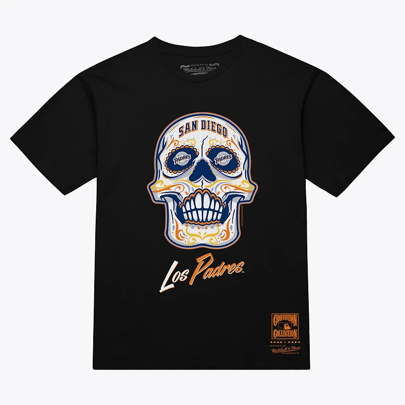 Women's Mitchell & Ness  Black San Diego Padres Sugar Skull Boxy T-Shirt